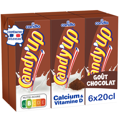 Boisson lactée Chocolat CANDIA CANDY'UP - Briquettes 6x20cl