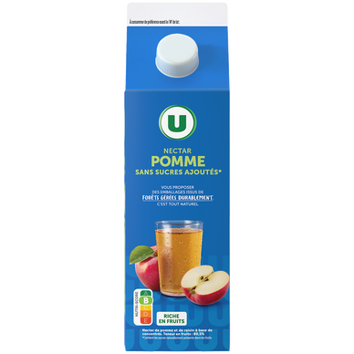 Nectar pomme sans sucres ajoutés brique 2L