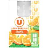 Pur jus d'orange sans pulpe brique 4X1 litre