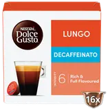 Café Capsules NESCAFE LUNGO DECAFFEINATO N°6 - Brésil - compatible DOLCE GUSTO - x16