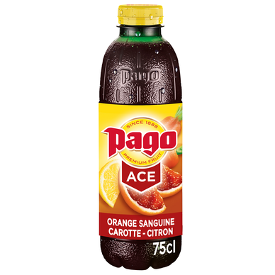 Boisson aux fruits orange sanguine carotte citron ACE PET - PAGO - 0,75L