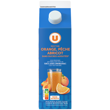 Nectar de fruits orange/pêche/abricot sans sucres ajoutés brique 2L
