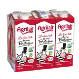 Lait UHT entier bleu-blanc-coeur AGRILAIT, 6 bouteilles, 1l