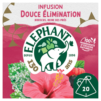 Infusion douce élimination hibiscus, reine des prés ELEPHANT - 20 sachets - 36g