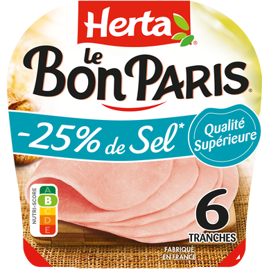 Jambon -25% de sel HERTA Le Bon Paris 6 Tranches - 210g