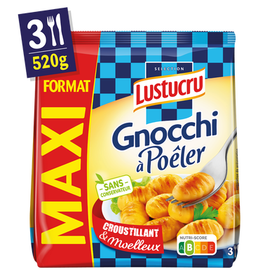 Gnocchi à poêler LUSTUCRU, maxi format 520g, pour 3 personnes