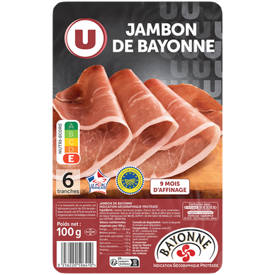 Jambon de Bayonne IGP - x6 tranches, 100g