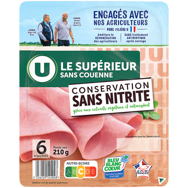 Jambon Supérieur sans couenne Conversation Sans Nitrite - x6 tranches,210g