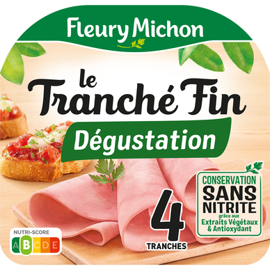 Jambon Le Tranché fin Dégustation Conservation sans nitrite FLEURY MICHON 4 tranches - 120g
