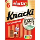 Saucisses Knacki Original Pur Porc Conservation Sans Nitrite HERTA x6-210g
