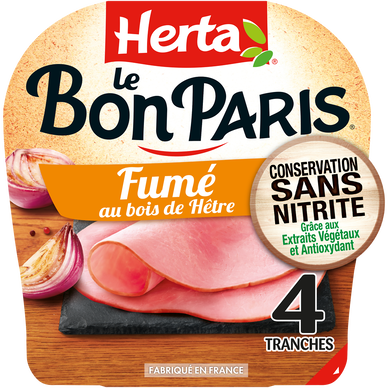Jambon Fumé Conservation Sans Nitrite HERTA Le Bon Paris 4 tranches -140g