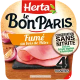 Jambon Fumé Conservation Sans Nitrite HERTA Le Bon Paris 4 tranches -140g