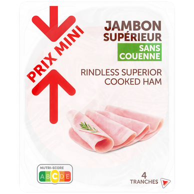 Jambon Supérieur sans couenne - x4 tranches, 200g
