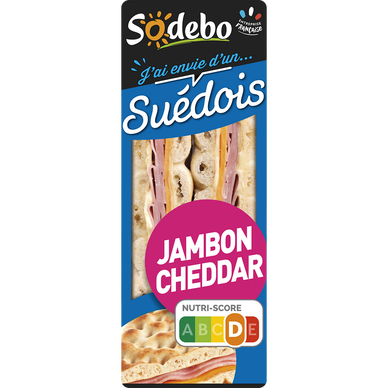 Sandwich pain polaire, jambon et cheddar SODEBO, 135g