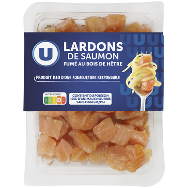 Lardons de saumon fumé d'Atlantique,  90g