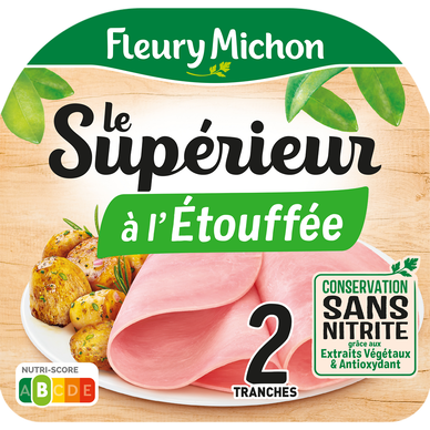 Jambon Le Supérieur A l'étouffée Conservation sans nitrite FLEURY MICHON 2 tranches - 70g