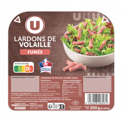 Lardons de volaille fumé 2x100g