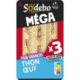 Sandwich le Méga Club viennois, thon, oeuf et mayonnaise légèreSODEBO,230g