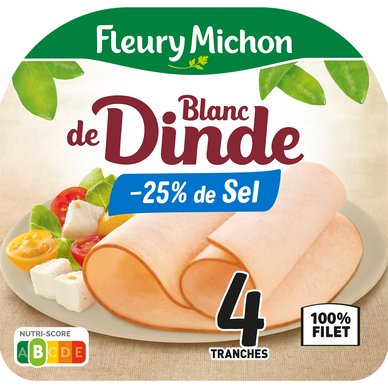 Blanc de dinde -25% de sel FLEURY MICHON 4 tranches - 160g