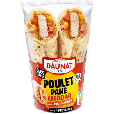 Wraps le ranch poulet pané cheddar sauce big burger DAUNAT 180g