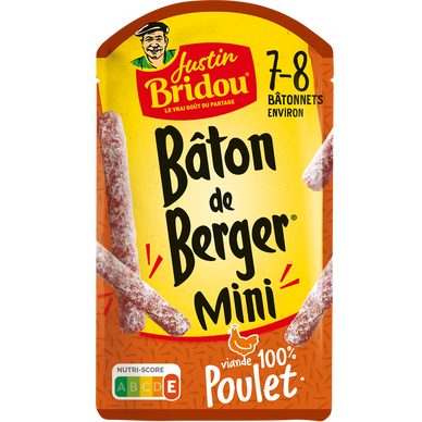 Saucisson Mini Bâton de Berger Poulet - JUSTIN BRIDOU - 80g - 8 batônnets
