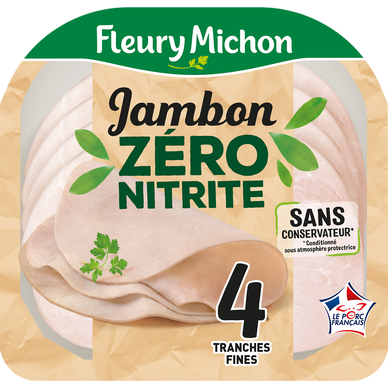 Jambon cuit de qualité supérieure zéro nitrite FLEURY MICHON 4 tranches 120g