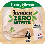 Jambon cuit de qualité supérieure zéro nitrite FLEURY MICHON 4 tranches 120g