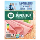 Jambon Supérieur sans couenne BBC U x2 tranches, 80g