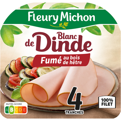 Blanc de dinde fumé fines tranches FLEURY MICHON x4 120g