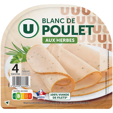 Blanc de Poulet aux herbes - x4 tranches, 120g