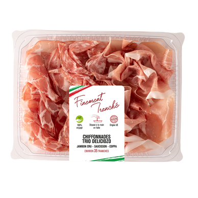 Chiffonnade Trio Deliciozo (Jambon cru Italien, Coppa, Saucisson), 160g