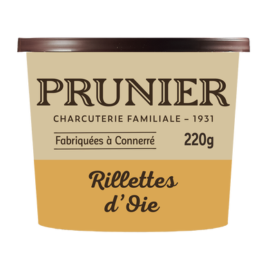 Rillettes d'oie, PRUNIER, pot de 220g