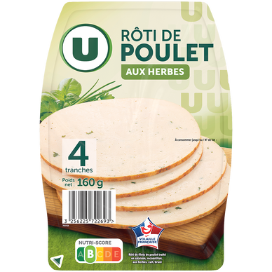 Rôti de Poulet aux fines herbes - x4 tranches, 160g