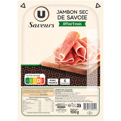 Jambon sec de Savoie - x6 tranches, 100g