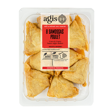 Samossas poulet coco curry, sauce aigre douce, AGIS, 8 pièces, 220g