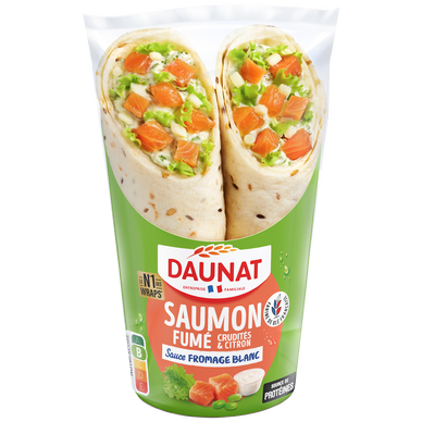 Sandwich wraps duo de saumon sauce yaourt et herbes DAUNAT, 190g
