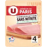 Jambon de Paris Conservation Sans Nitrite U 4 tranches 140g