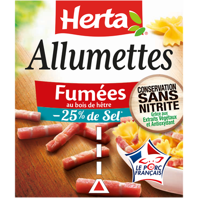 Allumettes fumées  -25% de sel conservation sans nitrite HERTA 2x75g