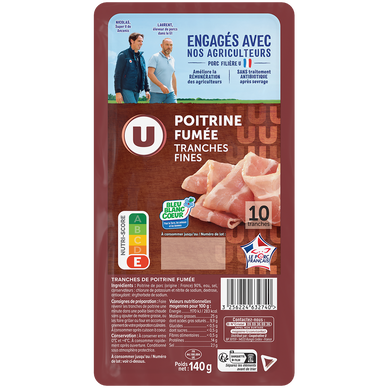 Poitrine de porc fumée - 10 tranches fines - 140g