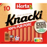 Saucisses Knacki Original Pur Porc Conservation Sans Nitrite HERTA x10-350g