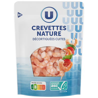 Crevettes nature cuites et décortiquées  100g
