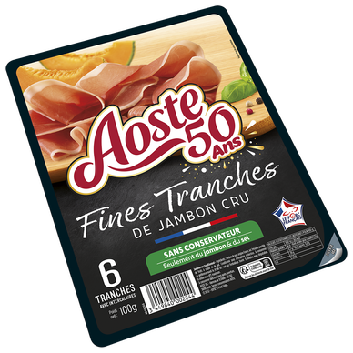 Jambon cru fines et fondantes AOSTE 6 tranches 100g