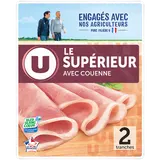 Jambon supérieur avec couenne Bleu Blanc Coeur, 2 tranches 80g