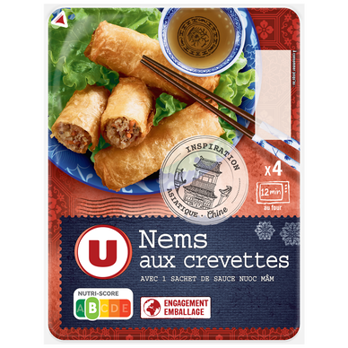 Nems aux crevettes + sauce Nuoc-mâm, U x4 - 280g