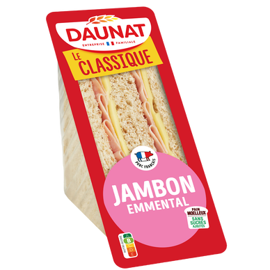 Sandwich triangle Plaisir vrai jambon emmental DAUNAT, 160g