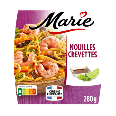 Plat cuisiné individuel Nouilles crevettes, champignons noirs et légumes MARIE 280G