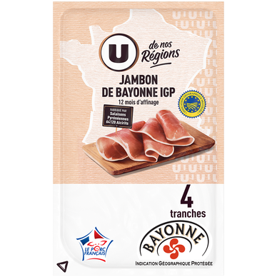 Jambon de Bayonne 12 mois - x4 tranches, 100g