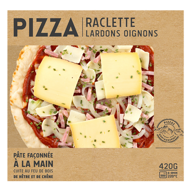 Pizza façon Raclette lardons oignons, 420g
