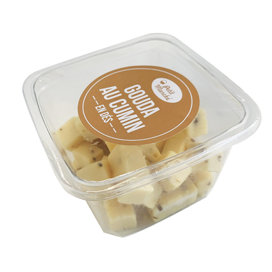 Dés gouda au cumin, PETIT MARCHE, 30,2%MG, 120g