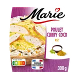 Plat cuisiné individuel Poulet sauce curry lait de coco, riz basmati/sauv.MARIE 300GS